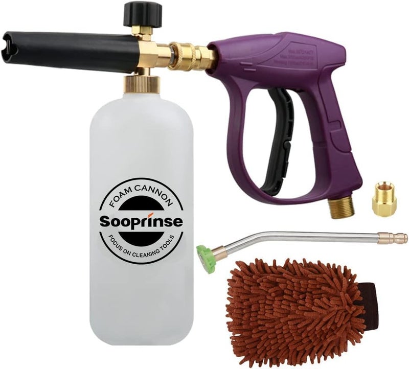 Sooprinse Foam Cannon Snow Foam Lance Nozzle Pressure Washer Jet Washï¼ŒFoam cannon lance kit with Pressure Washer Spray Gun,30 Degree Gutter Cleaner Wand with Nozzle Tip Attachment - Image 2